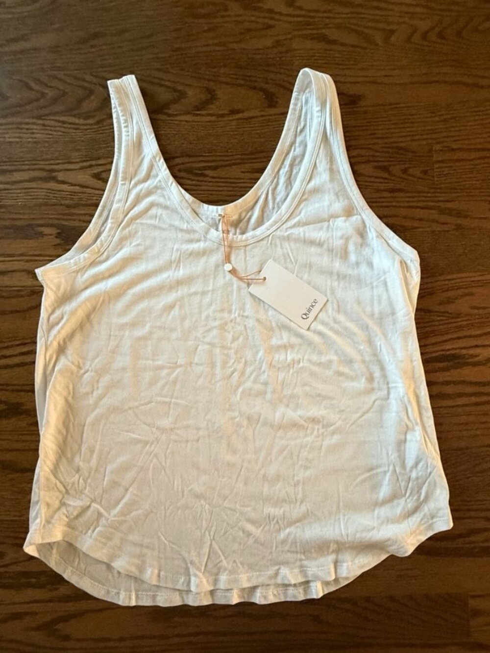 Quince Womens L Cotton Modal Double Scoop Neck Tank Top White NEW